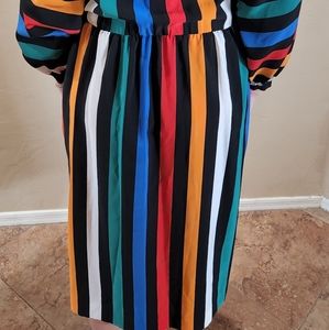 Vintage Executive Dress by Albert nipon Brightly colored stripes,pockets, sze 14